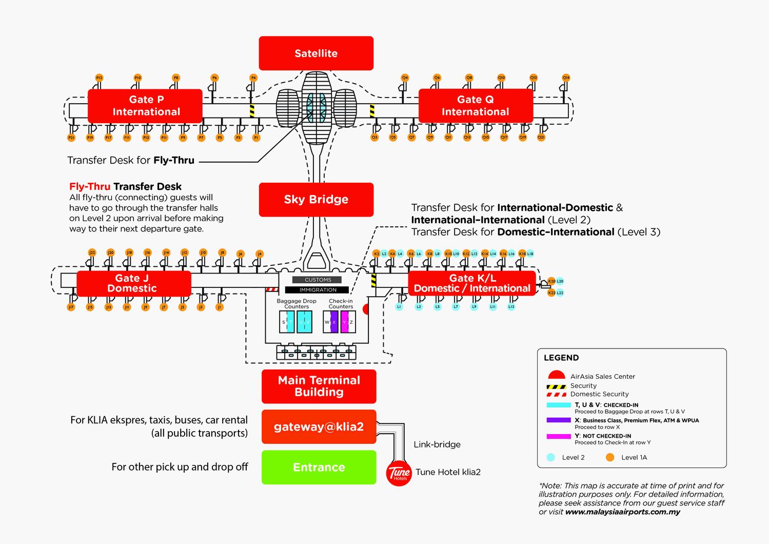 Klia2 lentokenttä kartta - Kartta klia2 lentokenttä (Malesia)