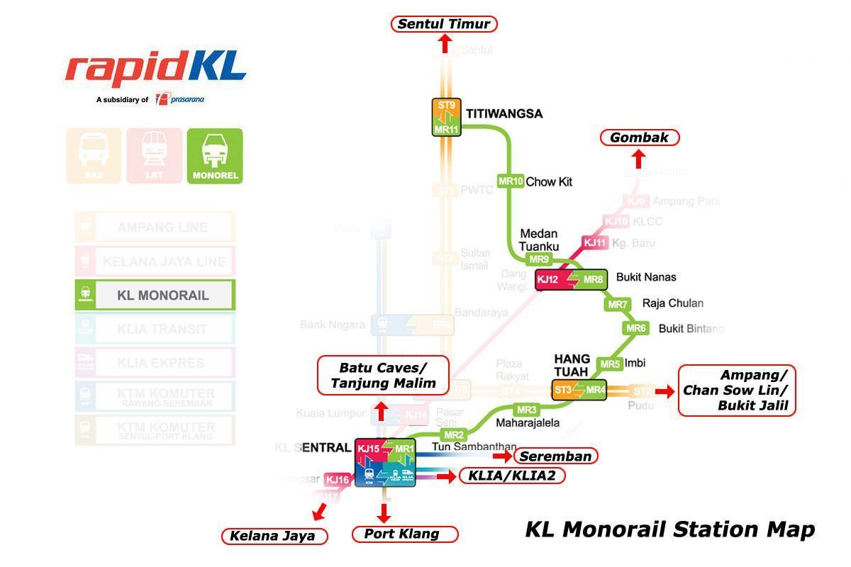 kl sentral monorail kartta