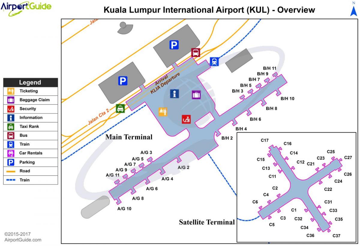 kuala lumpur kansainvälinen lentokenttä terminaali kartta
